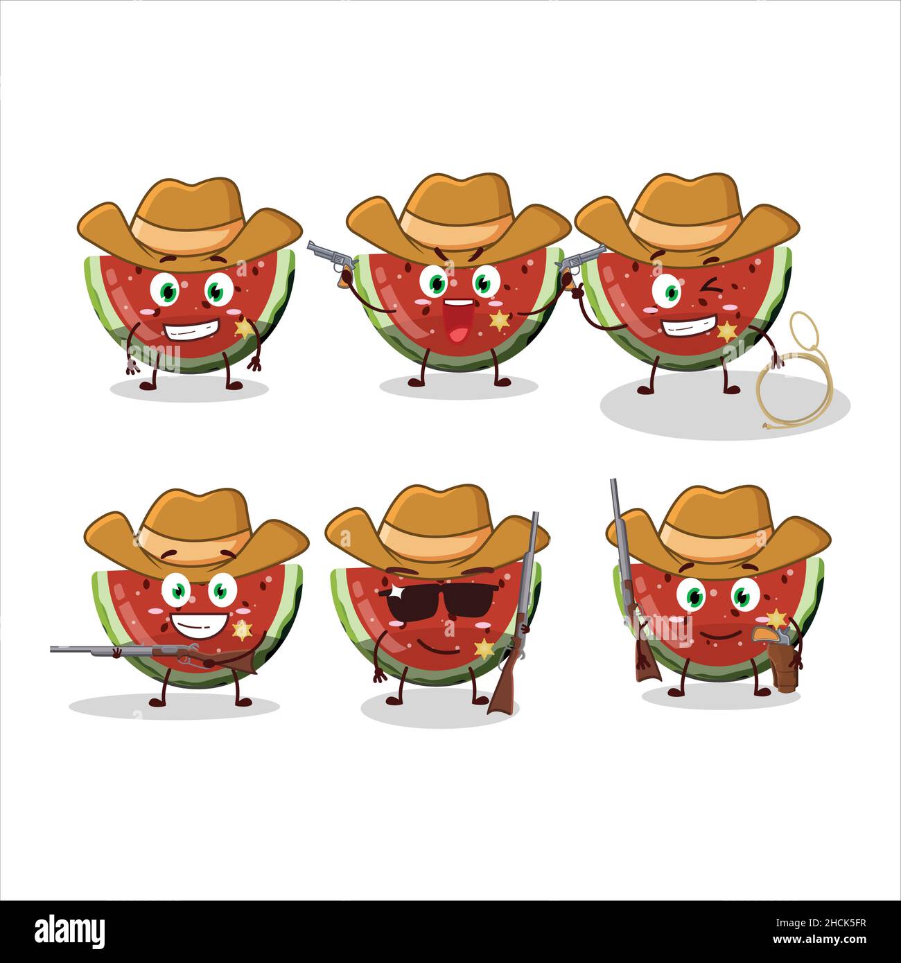Cool cowboy watermelon gummy candy cartoon character with a cute hat