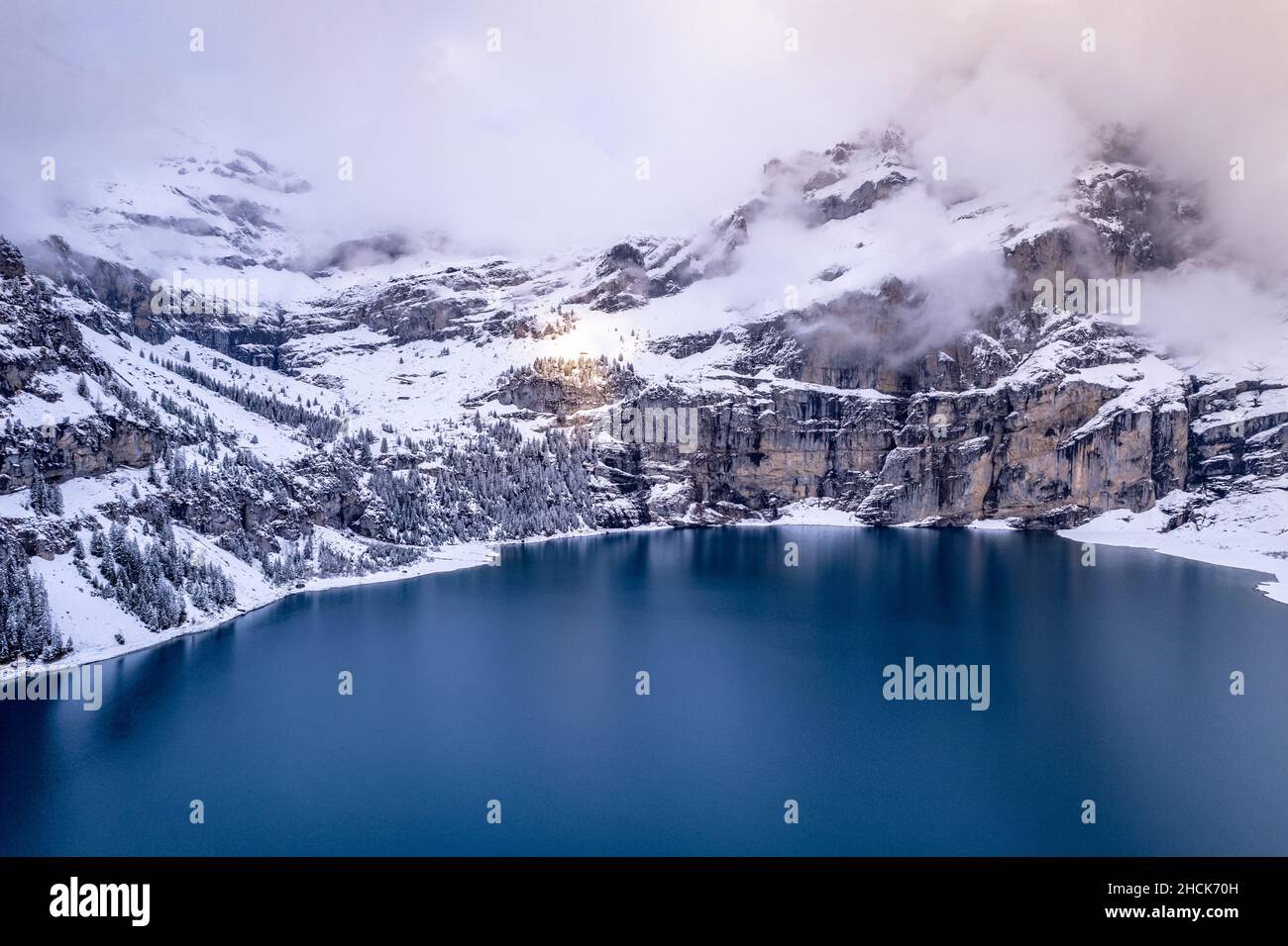 Aerial view lake oeschinen hi-res stock photography and images - Alamy