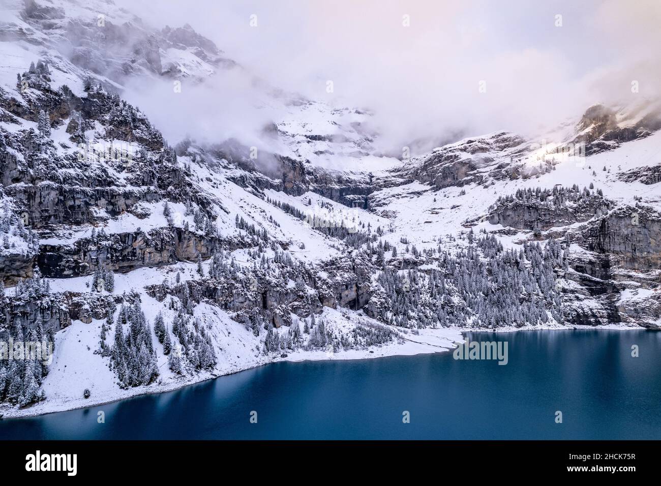 Aerial view lake oeschinen hi-res stock photography and images - Alamy