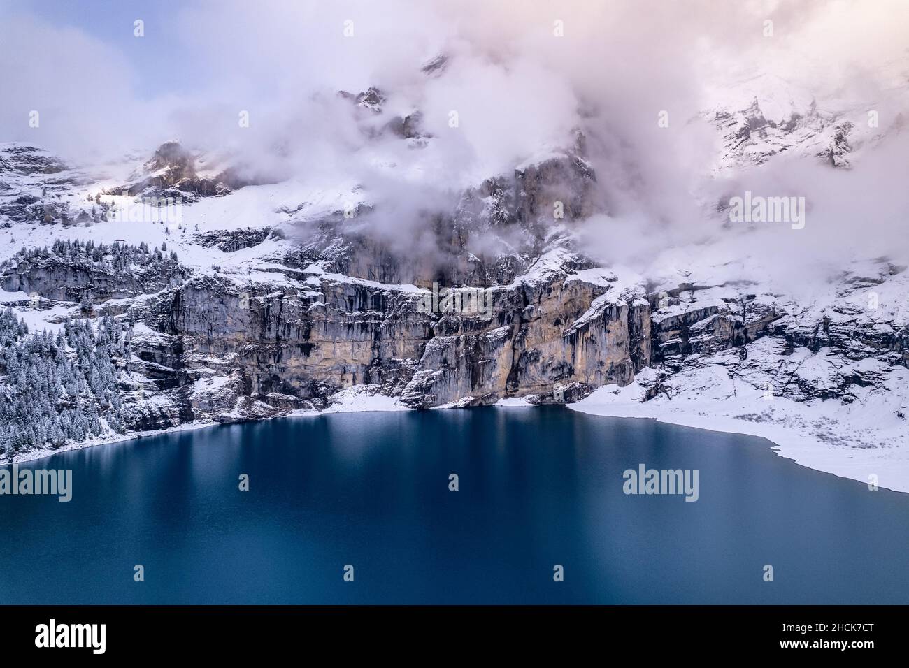 Aerial view lake oeschinen hi-res stock photography and images - Alamy