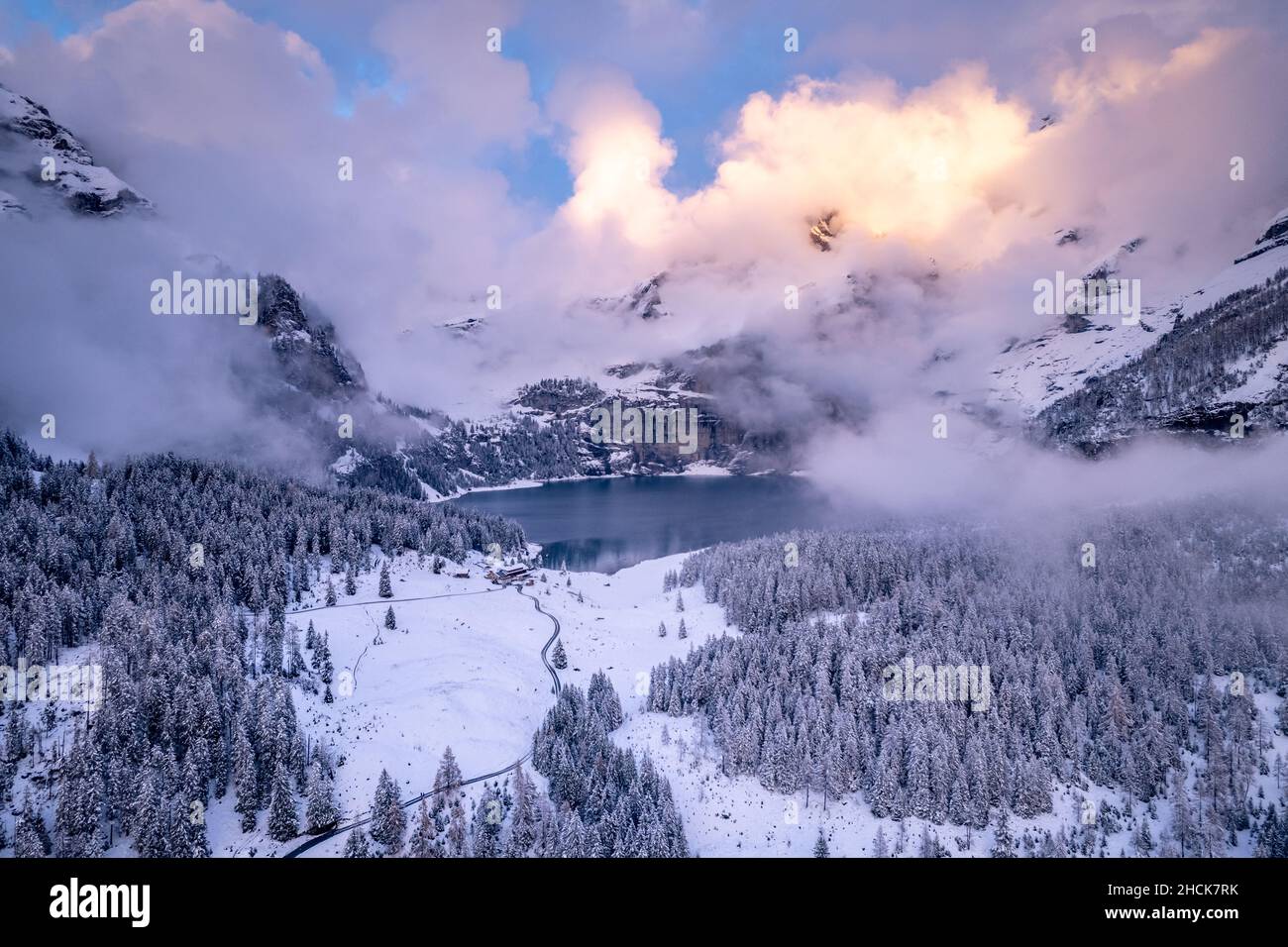 Aerial view oeschinensee lake hi-res stock photography and images - Alamy
