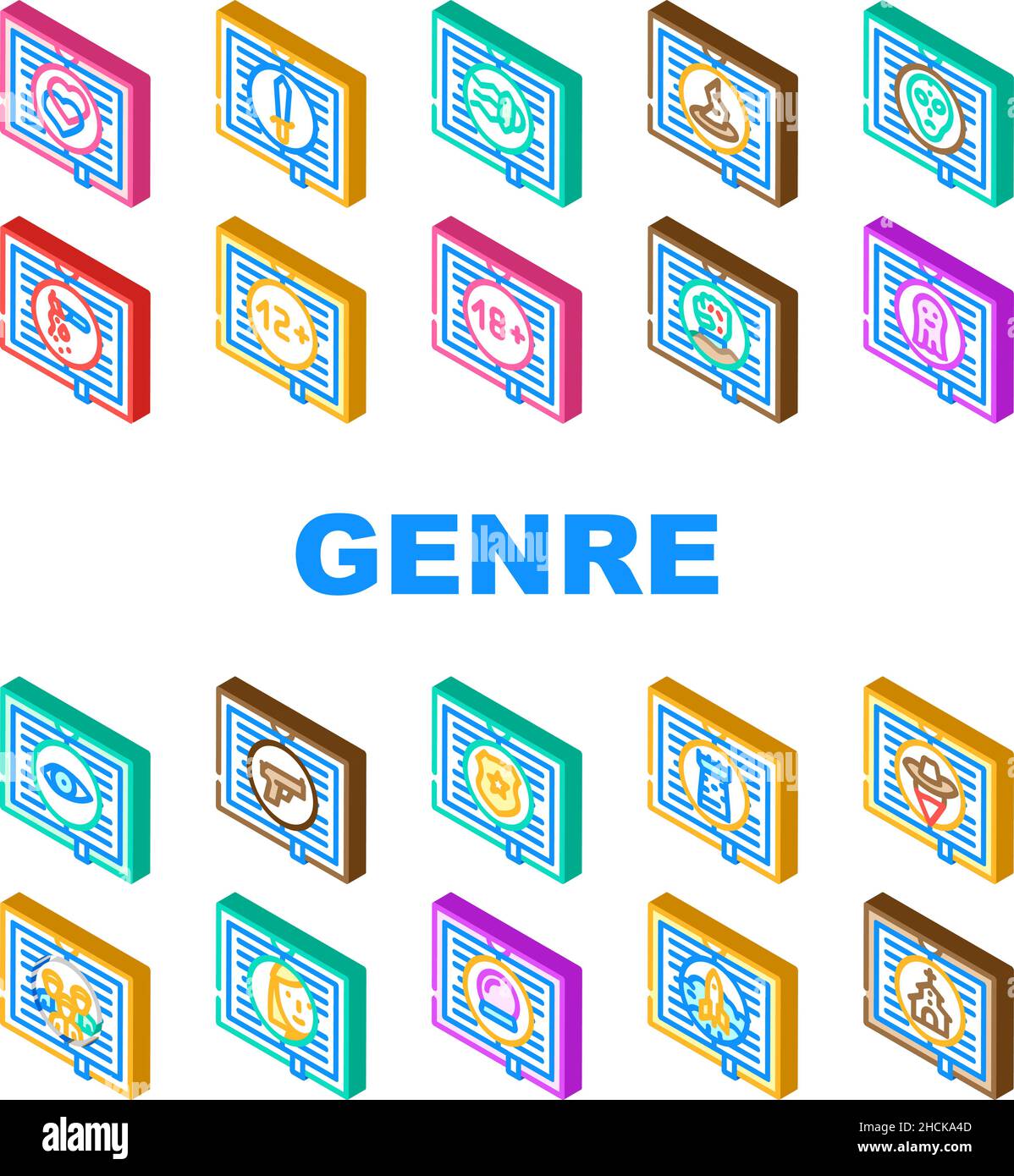 Literary Genre Categories Classes Icons Set Vector Stock Vector Image And Art Alamy 4122