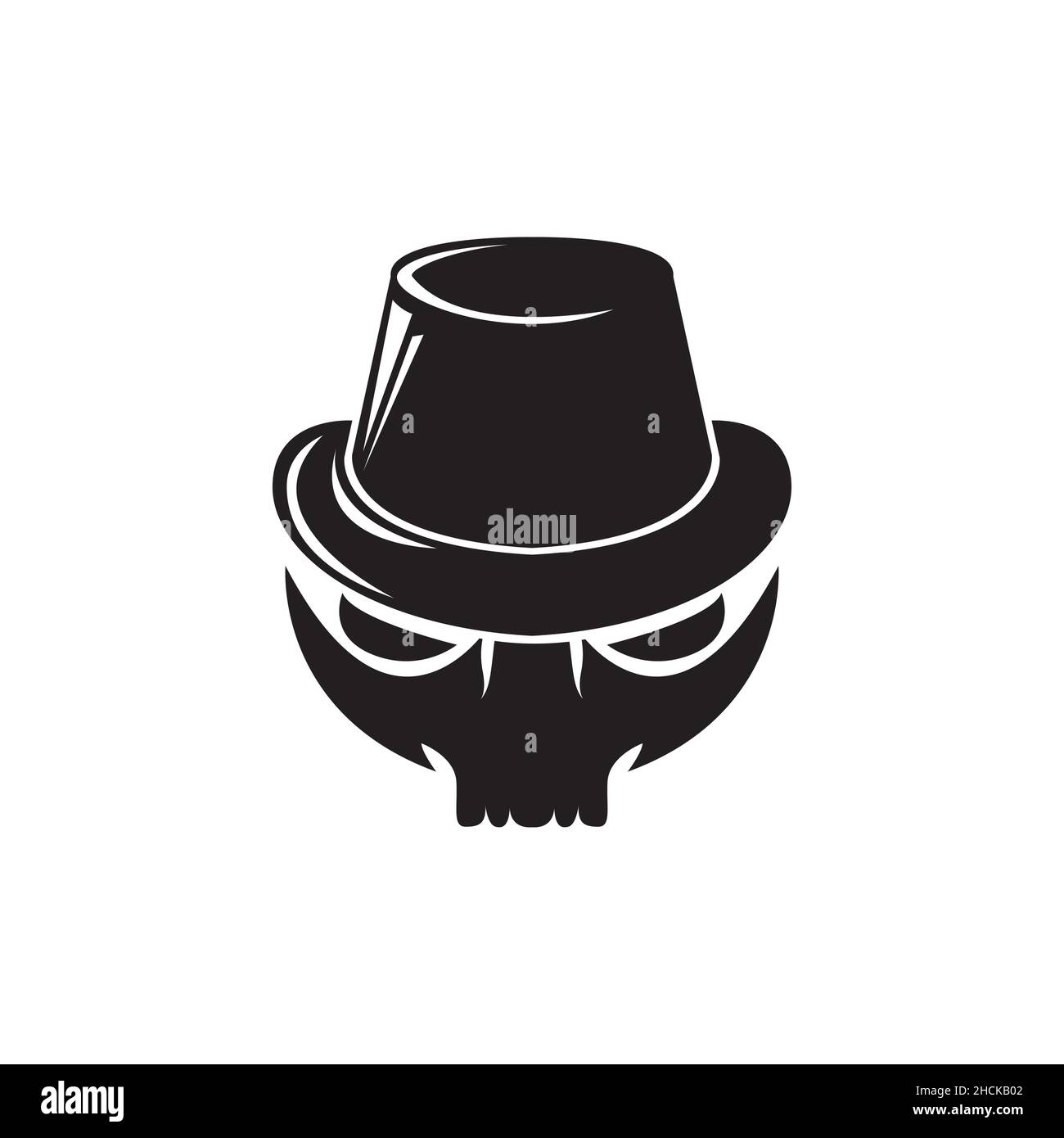 black skull with magician hat logo design vector graphic symbol icon sign illustration creative idea Stock Vector