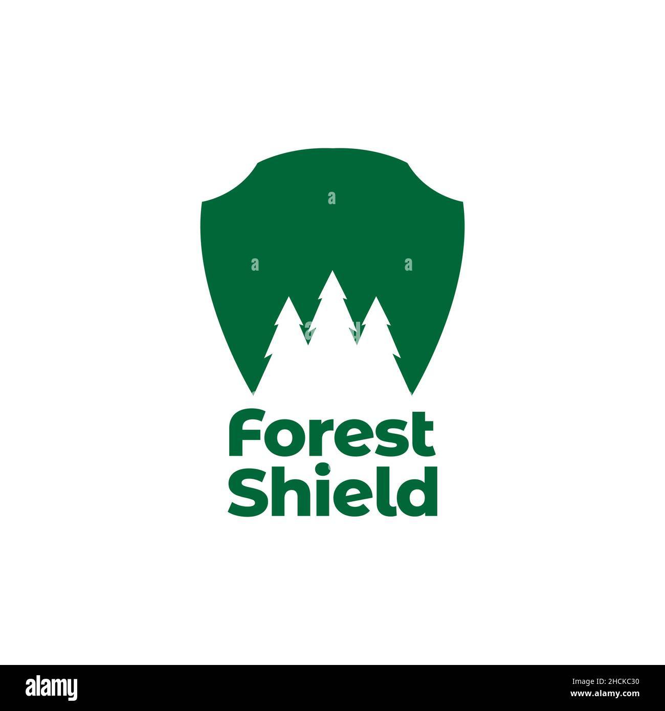 pines trees forest with shield logo design vector graphic symbol icon ...