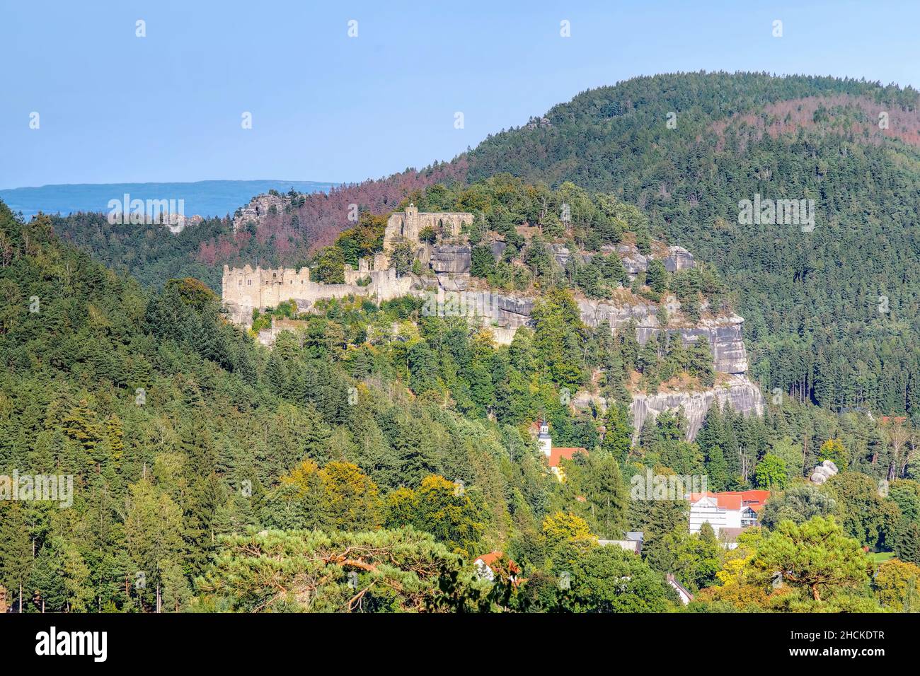 Zittau Mountains, the Oybin monastery, in autumn Stock Photo