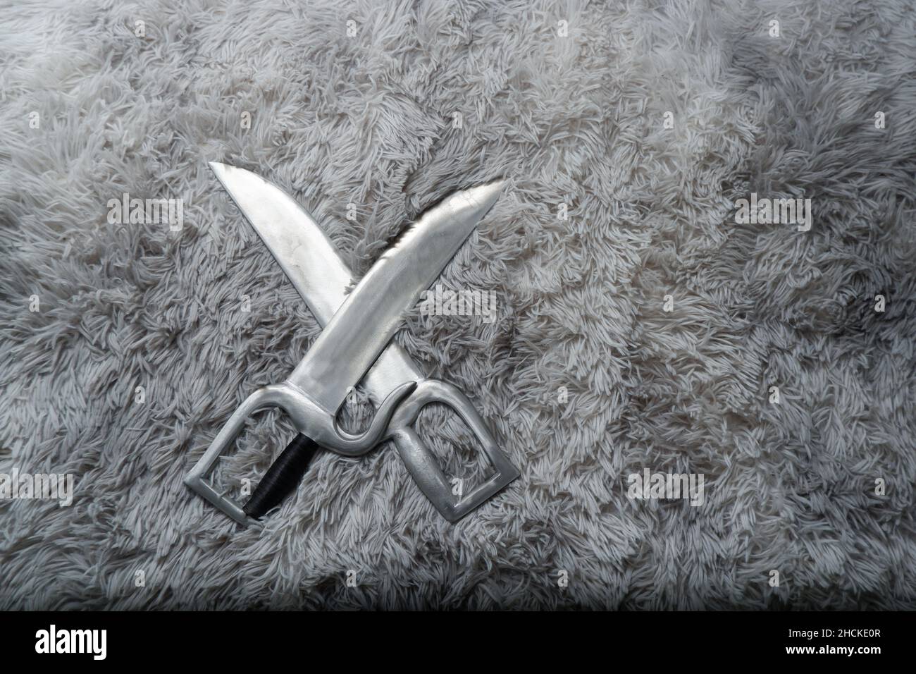 martial arts Wing Tsun double knives on gray background Stock Photo
