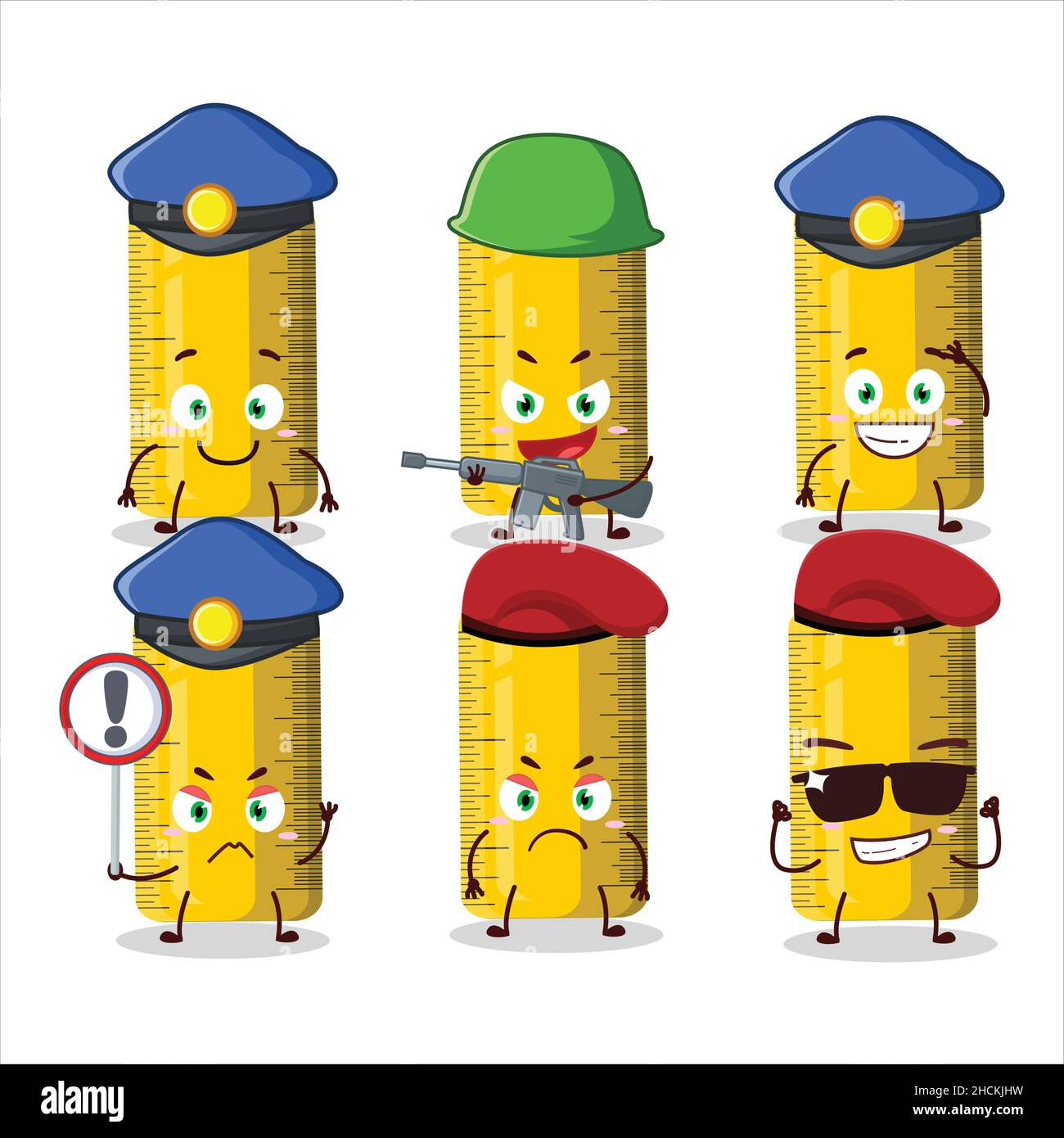 A dedicated Police officer of yellow ruler mascot design style. Vector ...