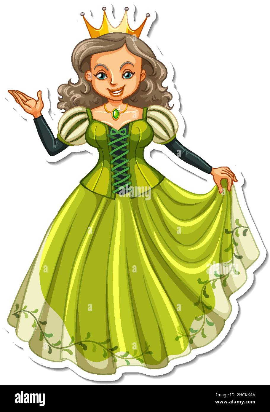 Beautiful Queen Cartoon Character Sticker Illustration Stock Vector