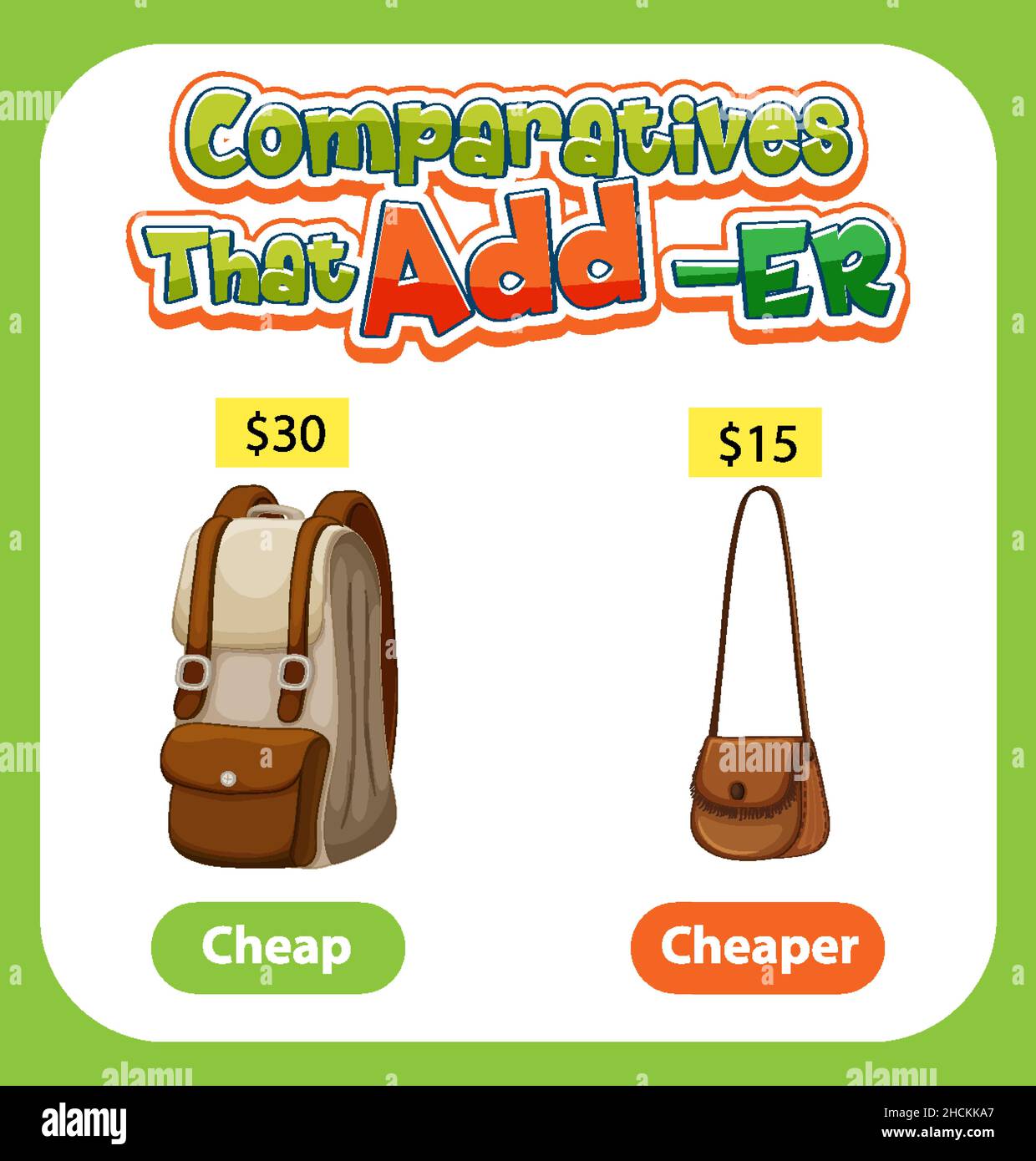 Comparative adjectives for word cheap illustration Stock Vector Image