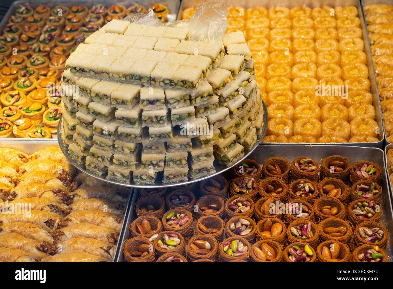 Delicious Turkish cuisine sweet, Turkish Birds Nest Baklava Sweet, Kaju