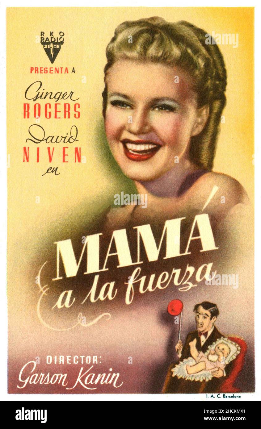 GINGER ROGERS and DAVID NIVEN in BACHELOR MOTHER (1939), directed by GARSON KANIN. Credit RKO