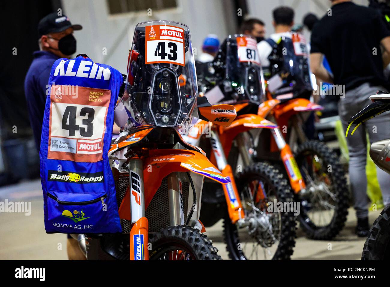 43 Klein Mason (usa), Bas Dakar KTM Racing Team, KTM 450 Rally Replica, Moto,  bib during the Dakar 2022's Administrative and Technical scrutineering,  from December 29 to 31, 2022 in Jeddah, Saudi