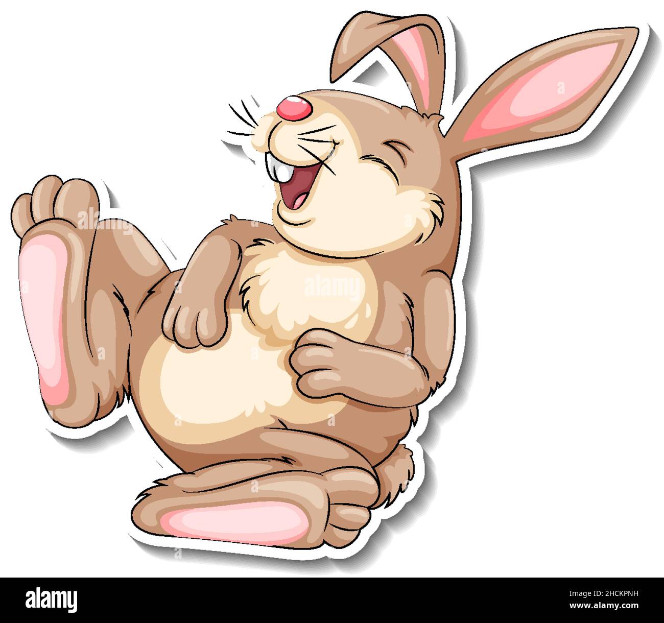 A rabbit laughing animal cartoon sticker illustration Stock Vector ...