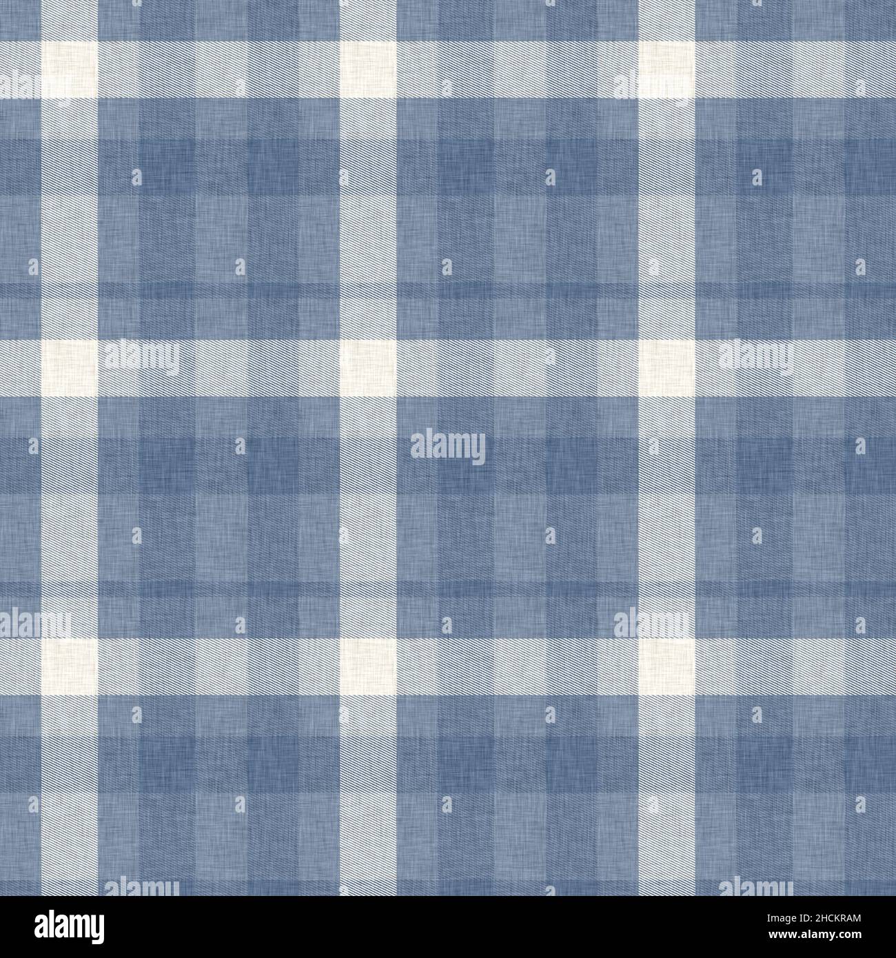 Blue-Brown-Multi Plaid Check Linen Woven Fabric by The Yard (100% Linen), image size:1300x1390