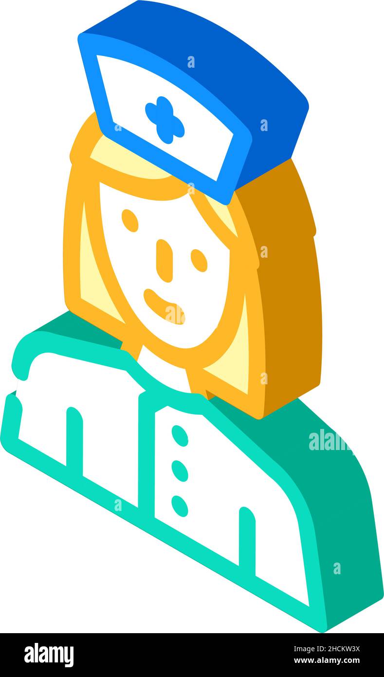 nurse medical worker isometric icon vector illustration Stock Vector ...