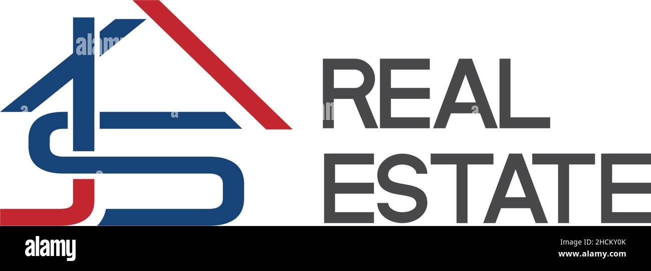 Modern initial JS REAL ESTATE home logo design Stock Vector