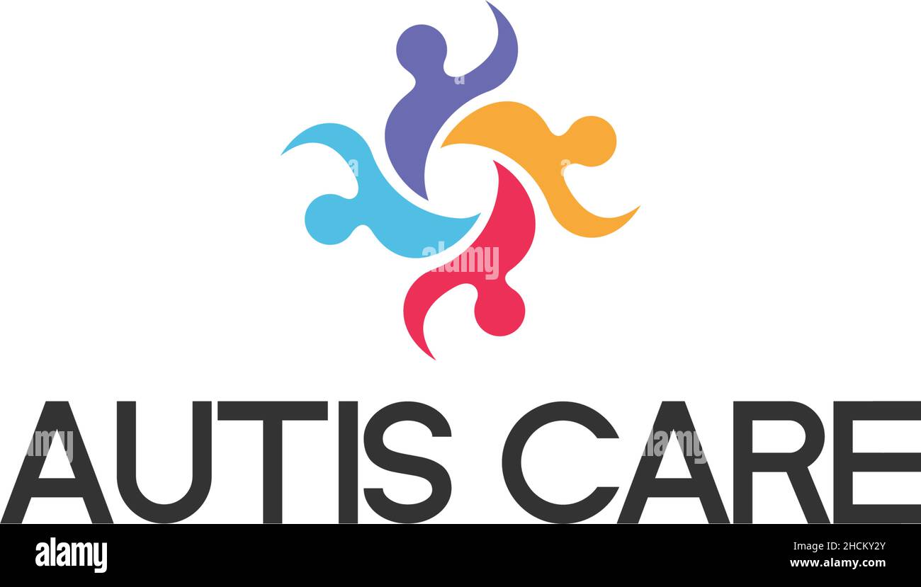 Modern Colorful AUTIS CARE People logo design Stock Vector