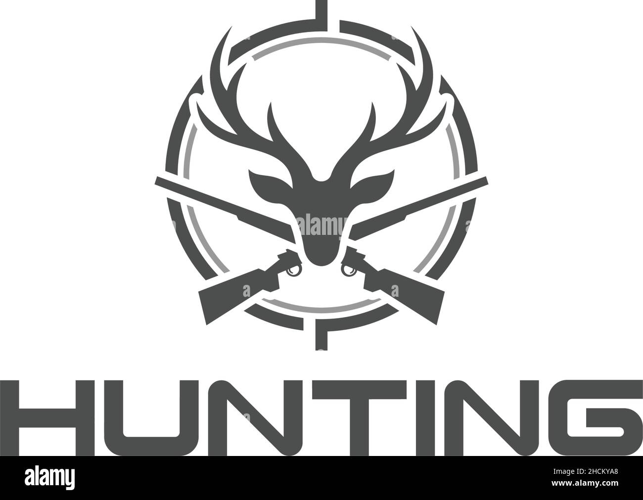Modern silhouette HUNTING deer hunter logo design Stock Vector