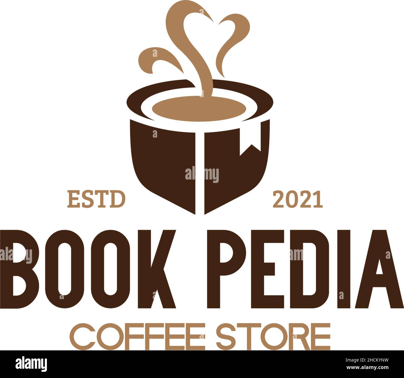 Modern BOOK PEDIA COFFEE STORE Glass logo design Stock Vector