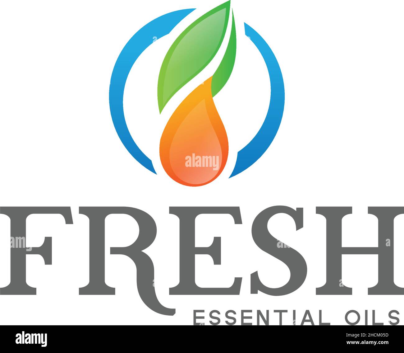 Modern colorful FRESH ESSENTIAL OILS logo design Stock Vector