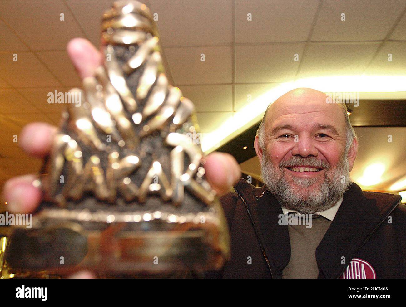 Prague, Czech Republic. 16th Jan, 2002. FILE PHOTO Czech rally raid driver Karel Loprais, six-time winner of Dakar Rally in truck category, died aged 72 years. Karel Loprais attends the press conference in Prague, Czech Republic, January 16, 2002. Credit: Petra Masova/CTK Photo/Alamy Live News Stock Photo