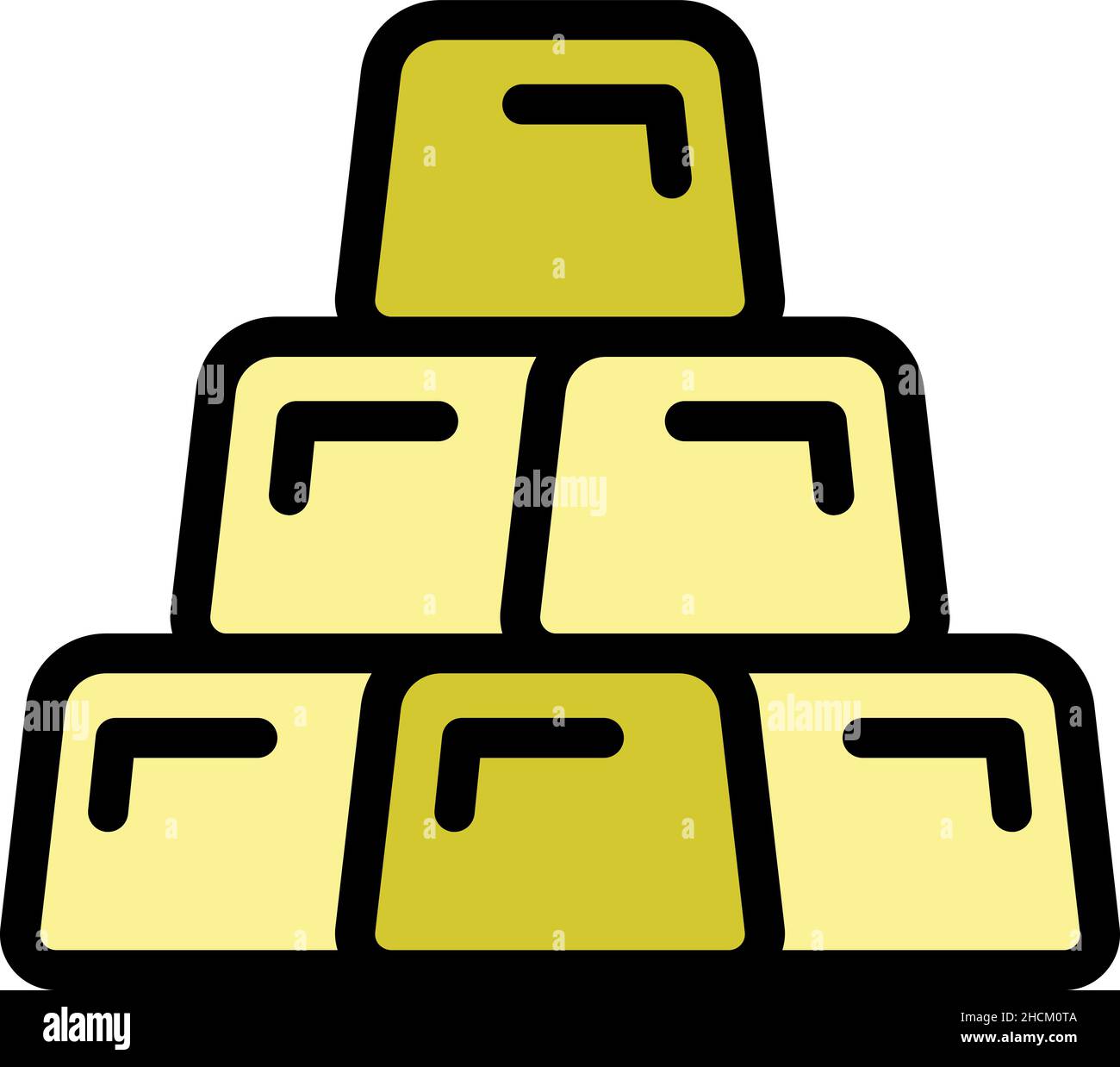 Gold bars icon. Outline gold bars vector icon color flat isolated Stock ...