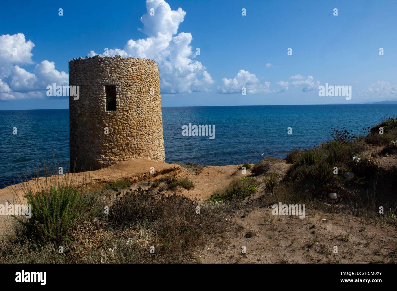 Europe, Italy, Sardinia, Porto Torres, Abbacurrente tower Stock Photo