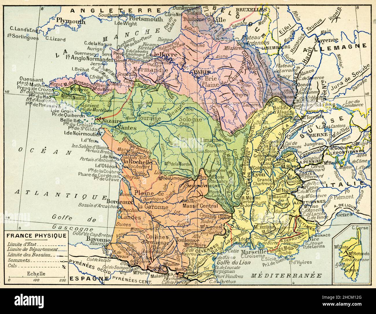 Carte Ancienne France Physique Stock Photo Alamy