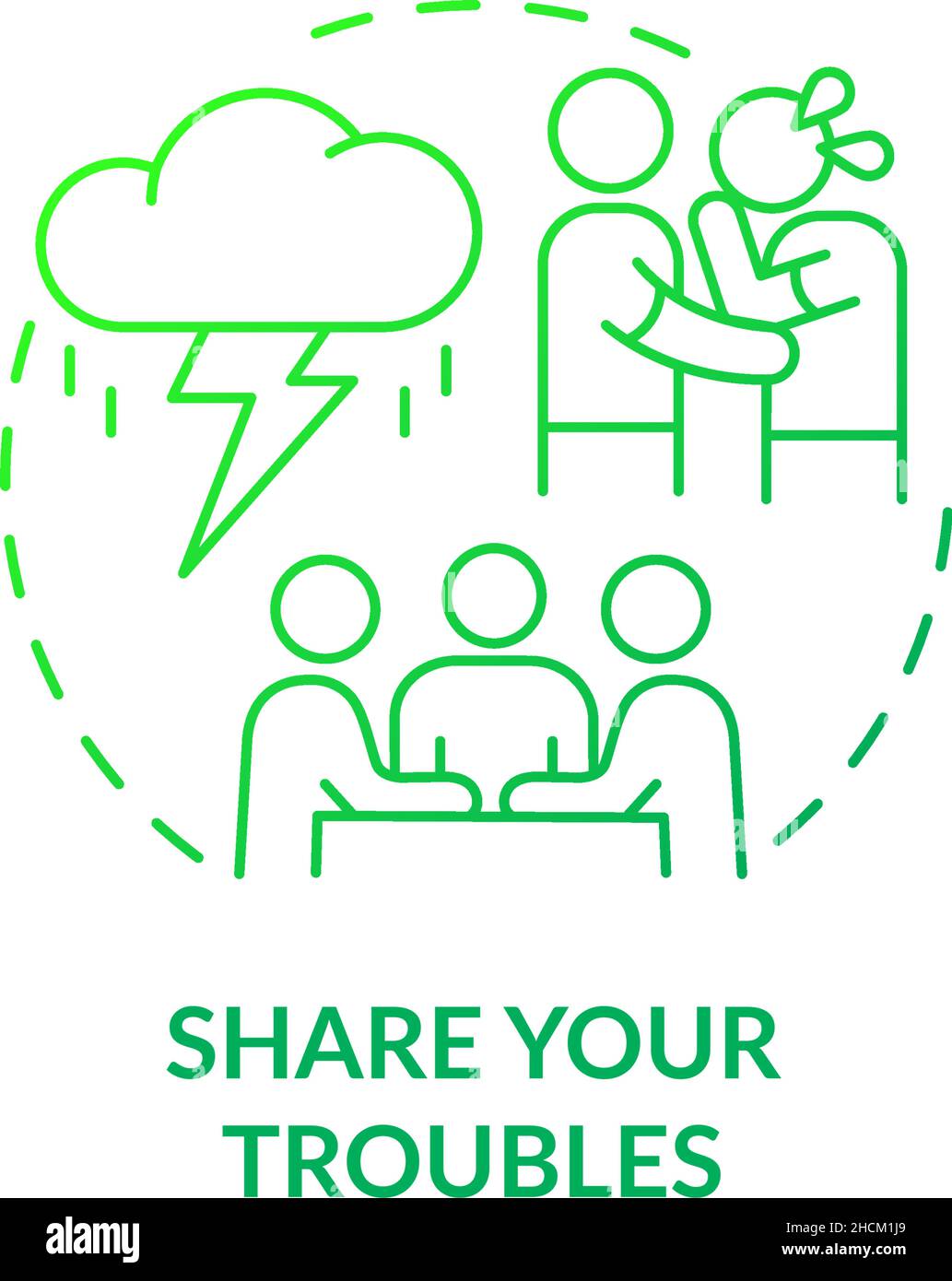 Share your troubles green gradient concept icon Stock Vector