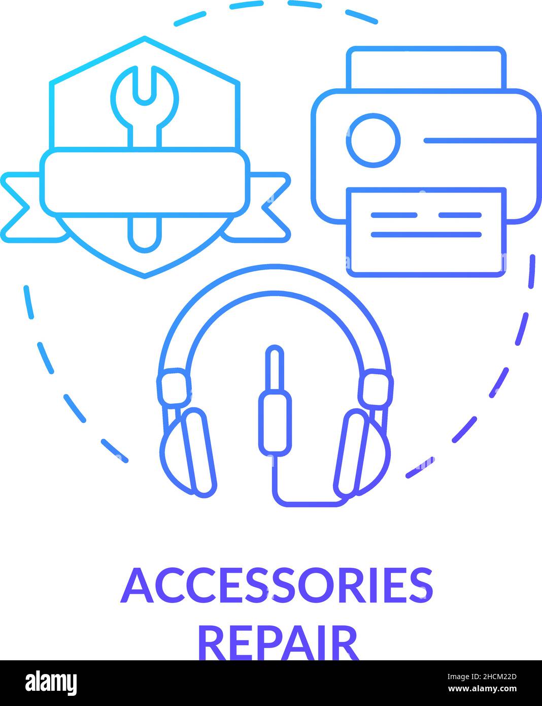Accessories repair blue gradient concept icon Stock Vector