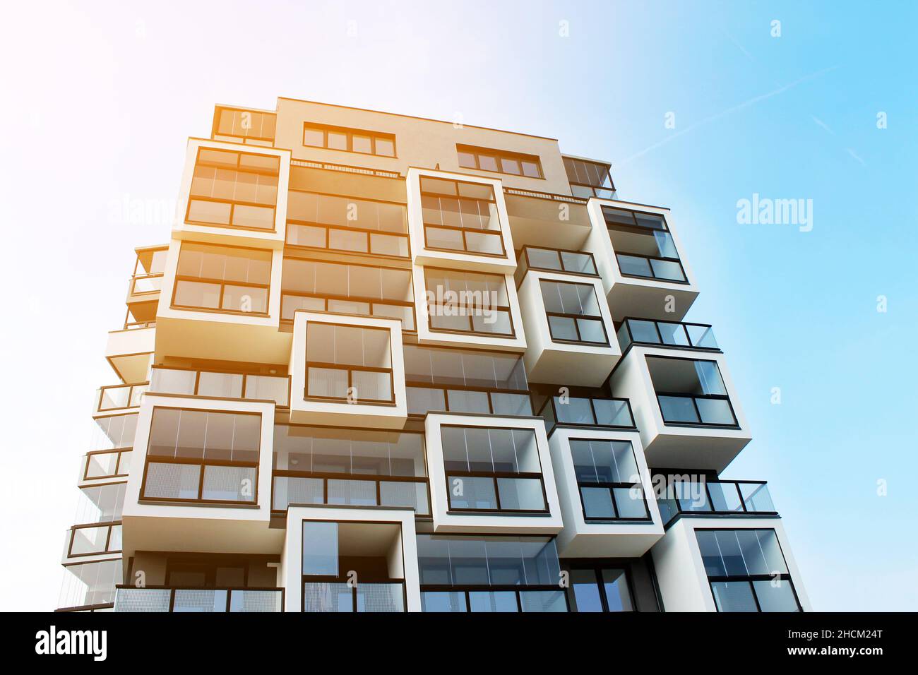View of newly modern european built block of flats. Stock Photo