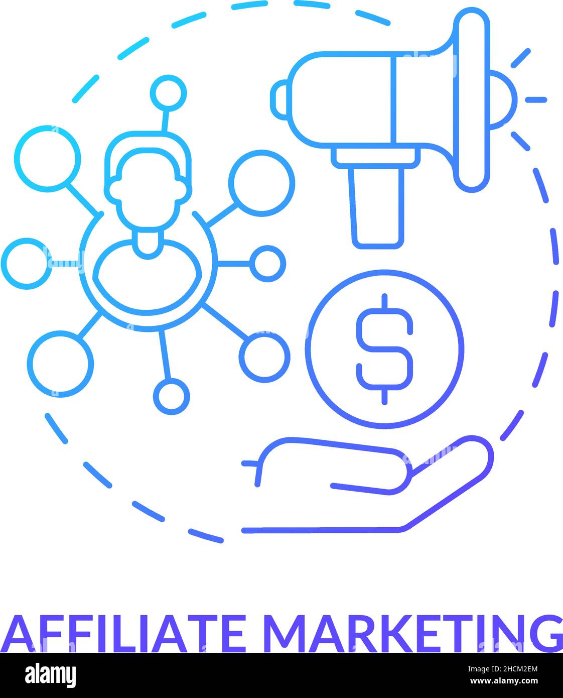 Affiliate marketing blue gradient concept icon Stock Vector