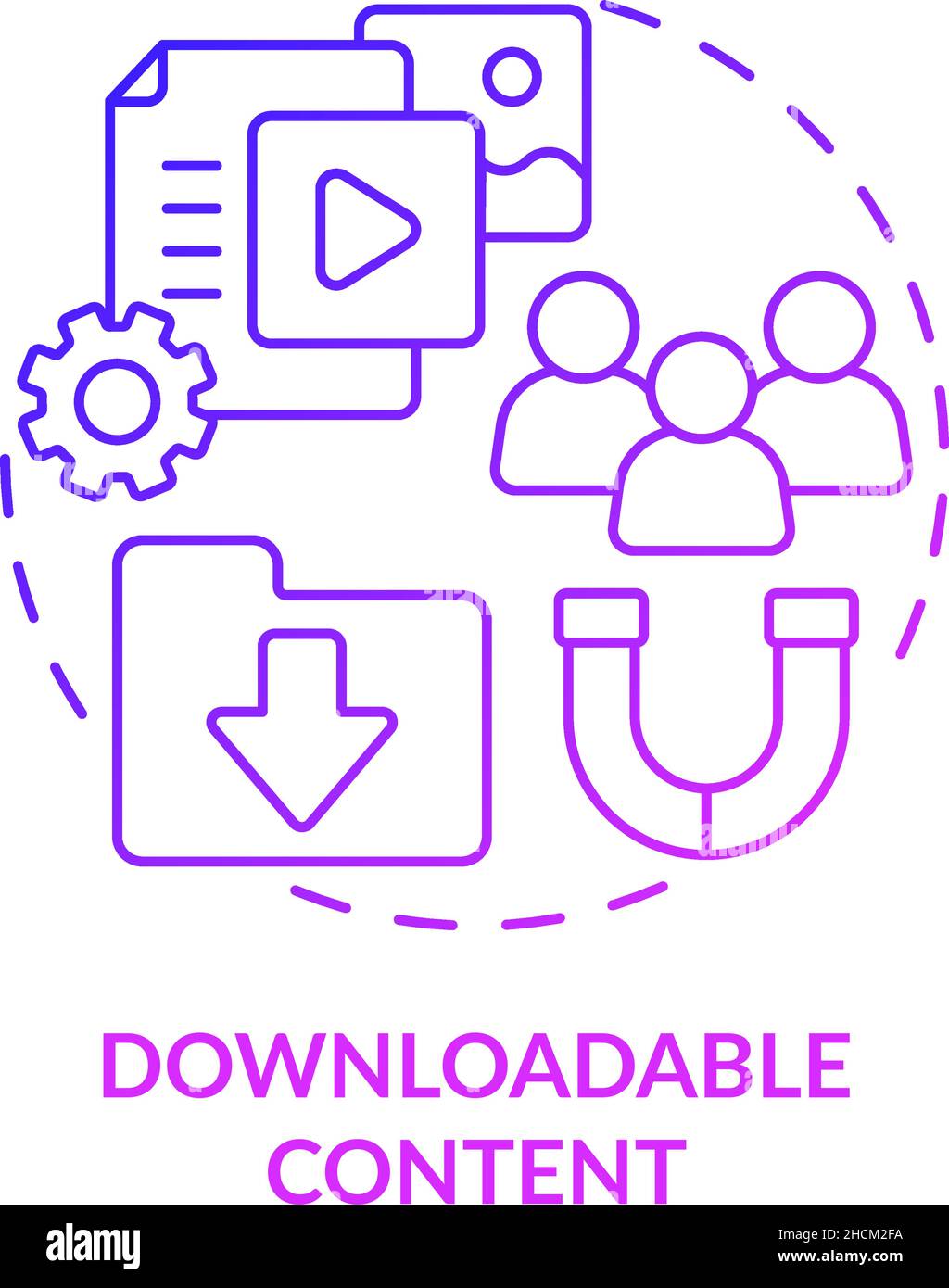 Downloadable purple gradient content concept icon Stock Vector