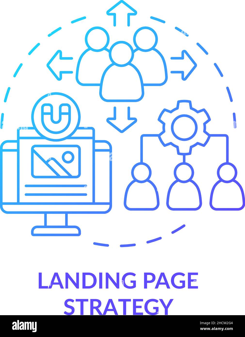 Landing page strategy blue gradient concept icon Stock Vector