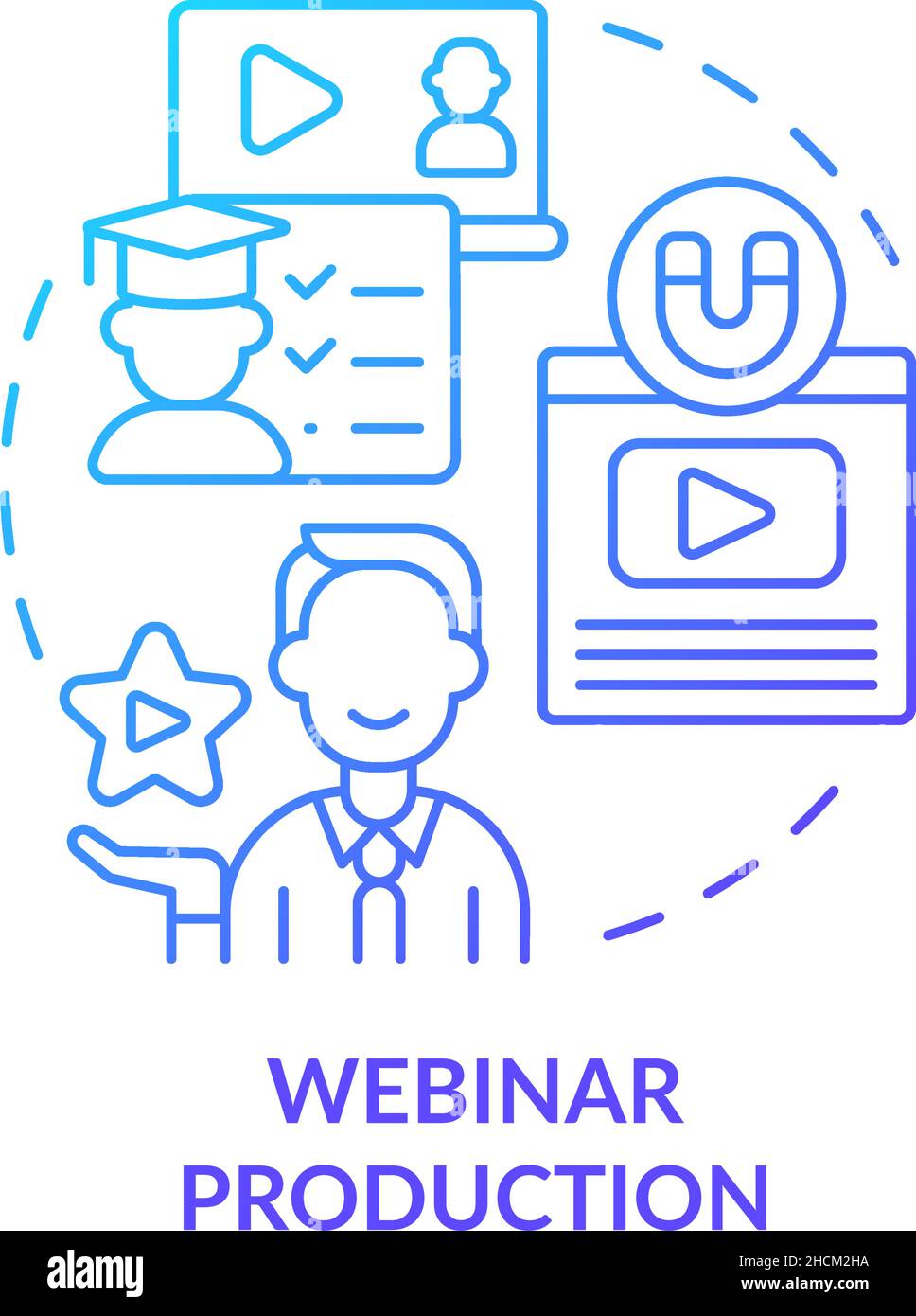 Webinar production blue gradient concept icon Stock Vector
