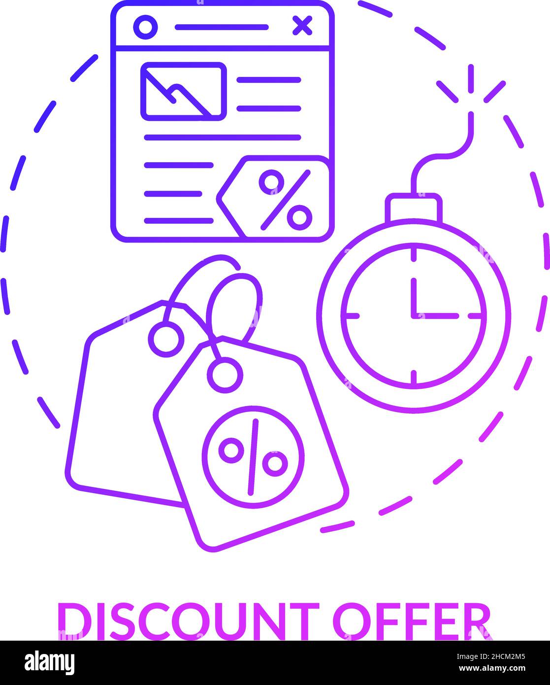 Discount offer purple gradient concept icon Stock Vector