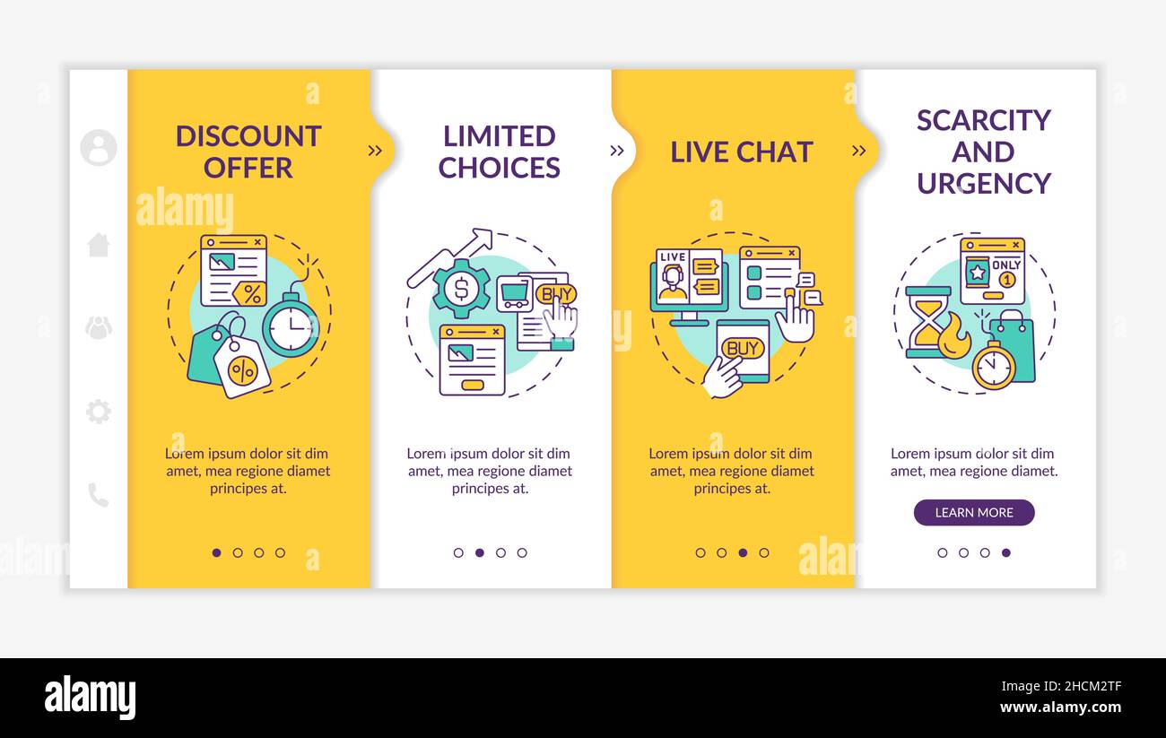 Landing page strategies yellow onboarding template Stock Vector Image ...