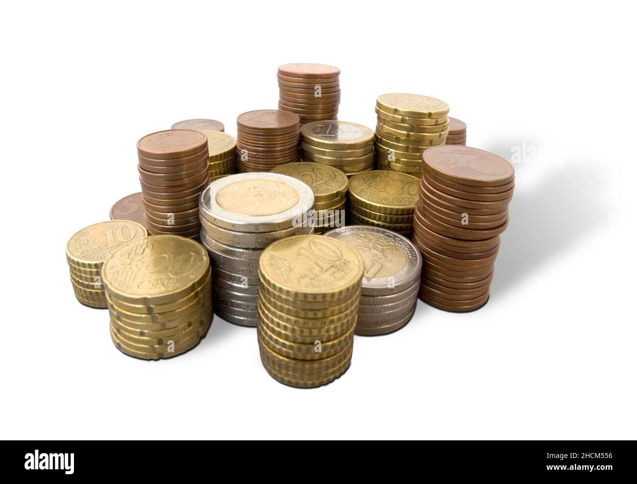 Stack with euro coins isolated on white Stock Photo