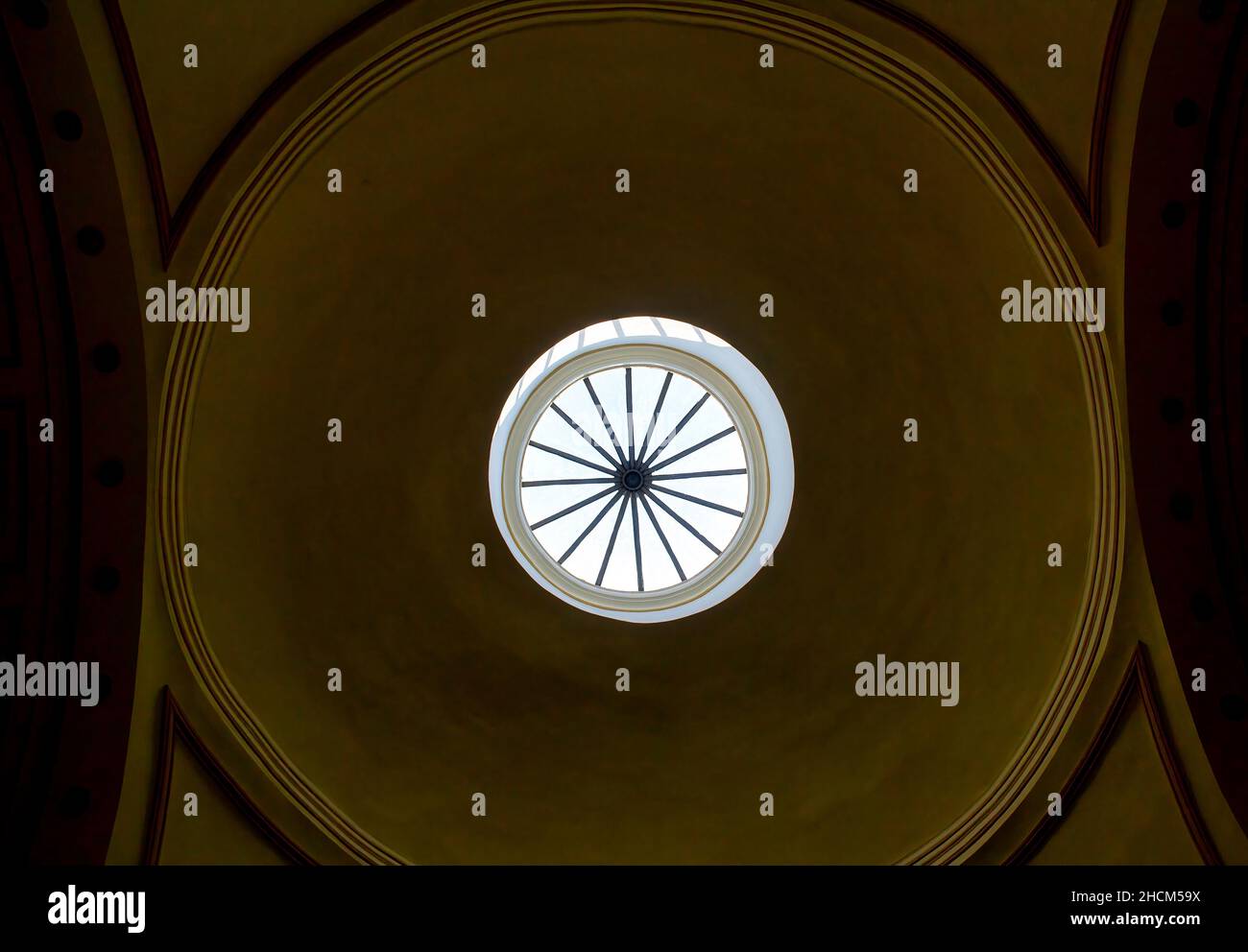 Glass cupola skylight in the interior architecture in the Cultural