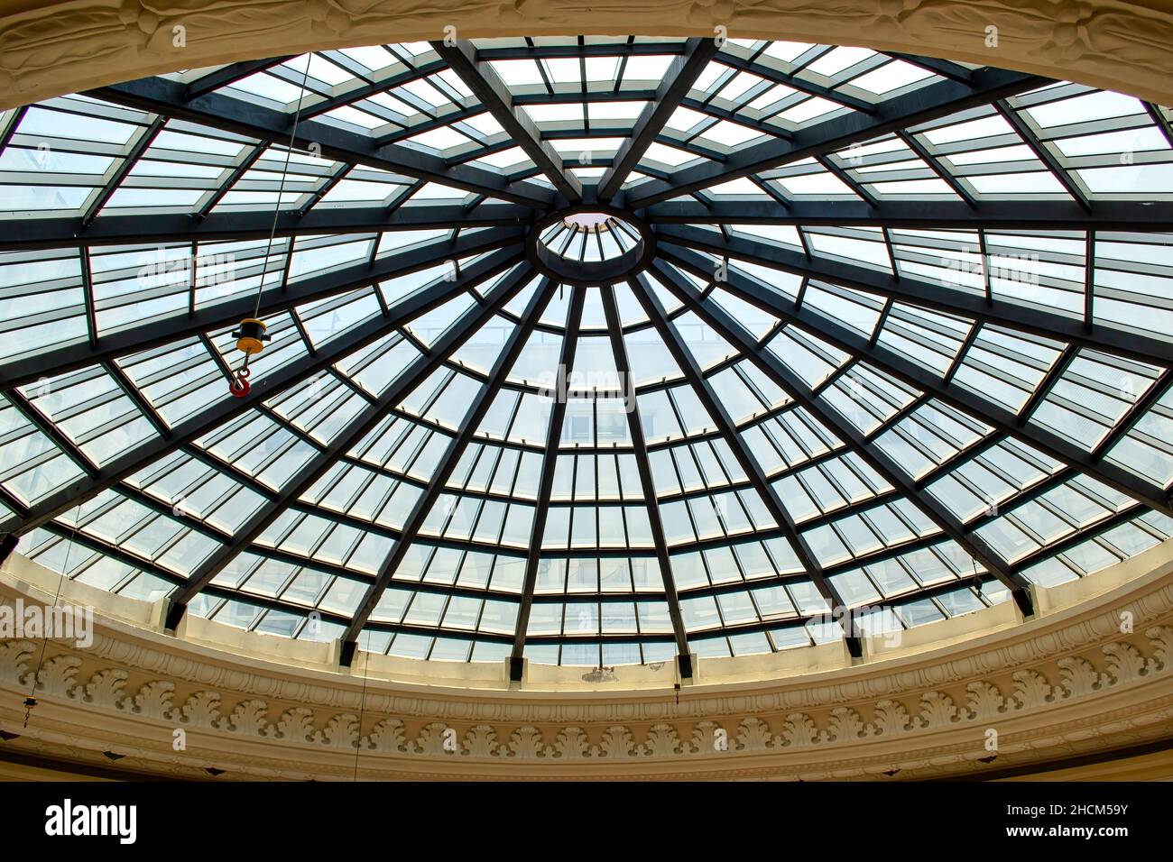 Glass cupola skylight in the interior architecture in the Cultural
