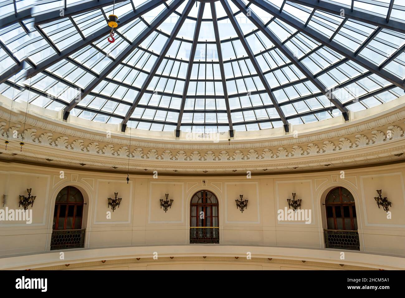 Glass cupola skylight in the interior architecture in the Cultural