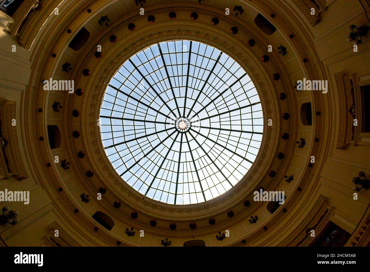 Glass cupola skylight in the interior architecture in the Cultural