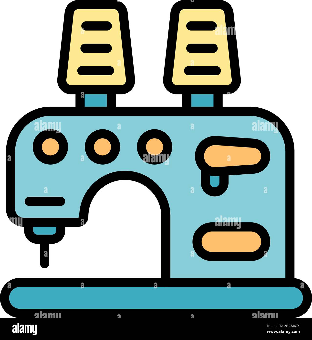 Sew machine icon. Outline sew machine vector icon color flat isolated Stock Vector
