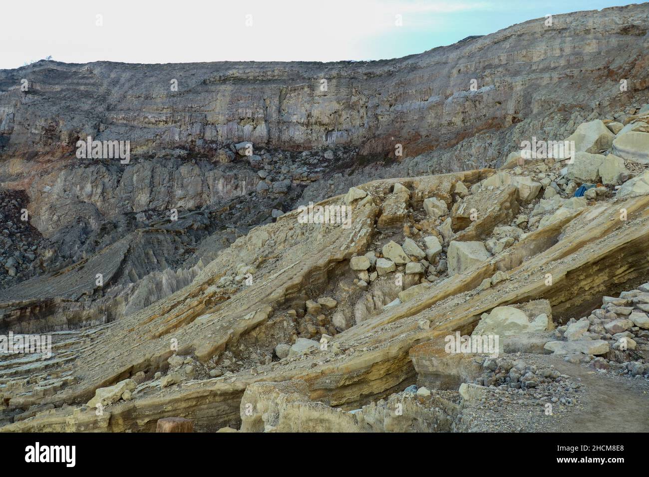 Kawah Ijen, East Java, Indonesia - May 25: Sulfur miner hiking down ...
