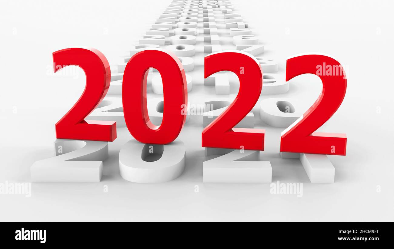 2022 past represents the new year 2022, three-dimensional rendering, 3D illustration Stock Photo