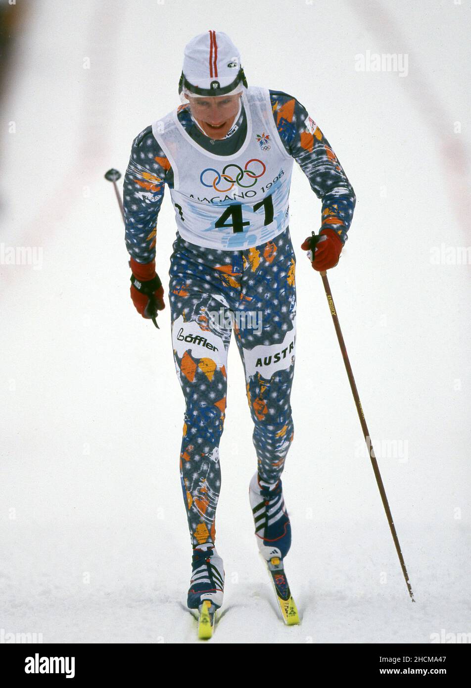 firo: Sport, winter sports Olympia, Olympics, 1998 Nagano, Japan, Olympic winter games, 98, archive pictures men, men, skiing, cross-country skiing, 10 KM, 10 kilometers Alois Stadlober, Austria Stock Photo