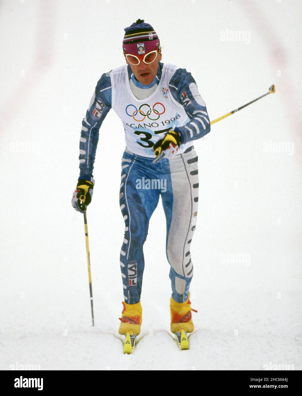 firo: Sport, winter sports Olympia, Olympiad, 1998 Nagano, Japan, Olympic winter games, 98, archive pictures Mv§nner, men, skiing, cross-country skiing, 10 KM, 10 kilometers Fulvio Valbusa, Italy Stock Photo