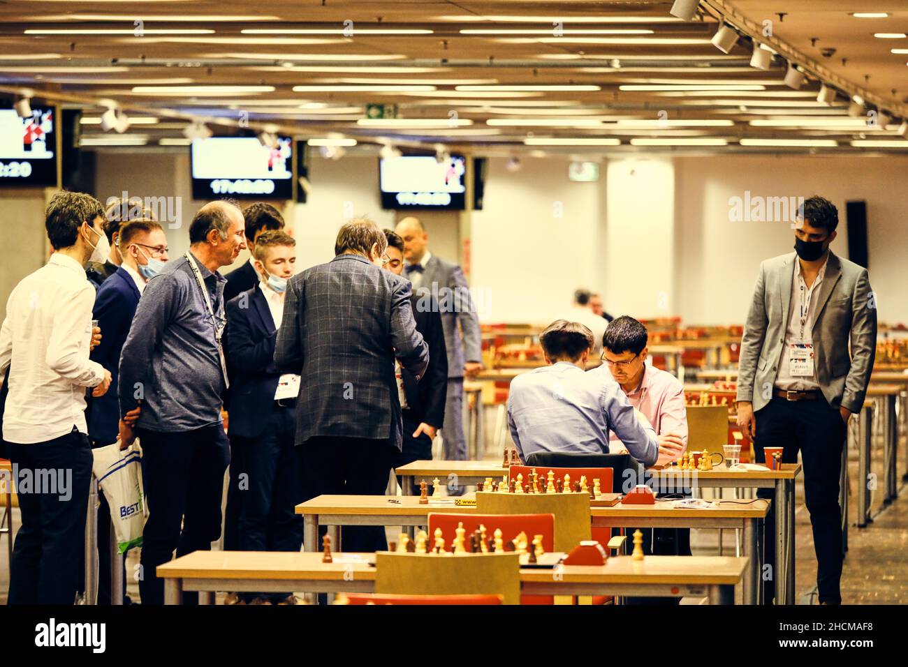 A speed chess player is seen taking part in the FIDE Rapid and Blitz