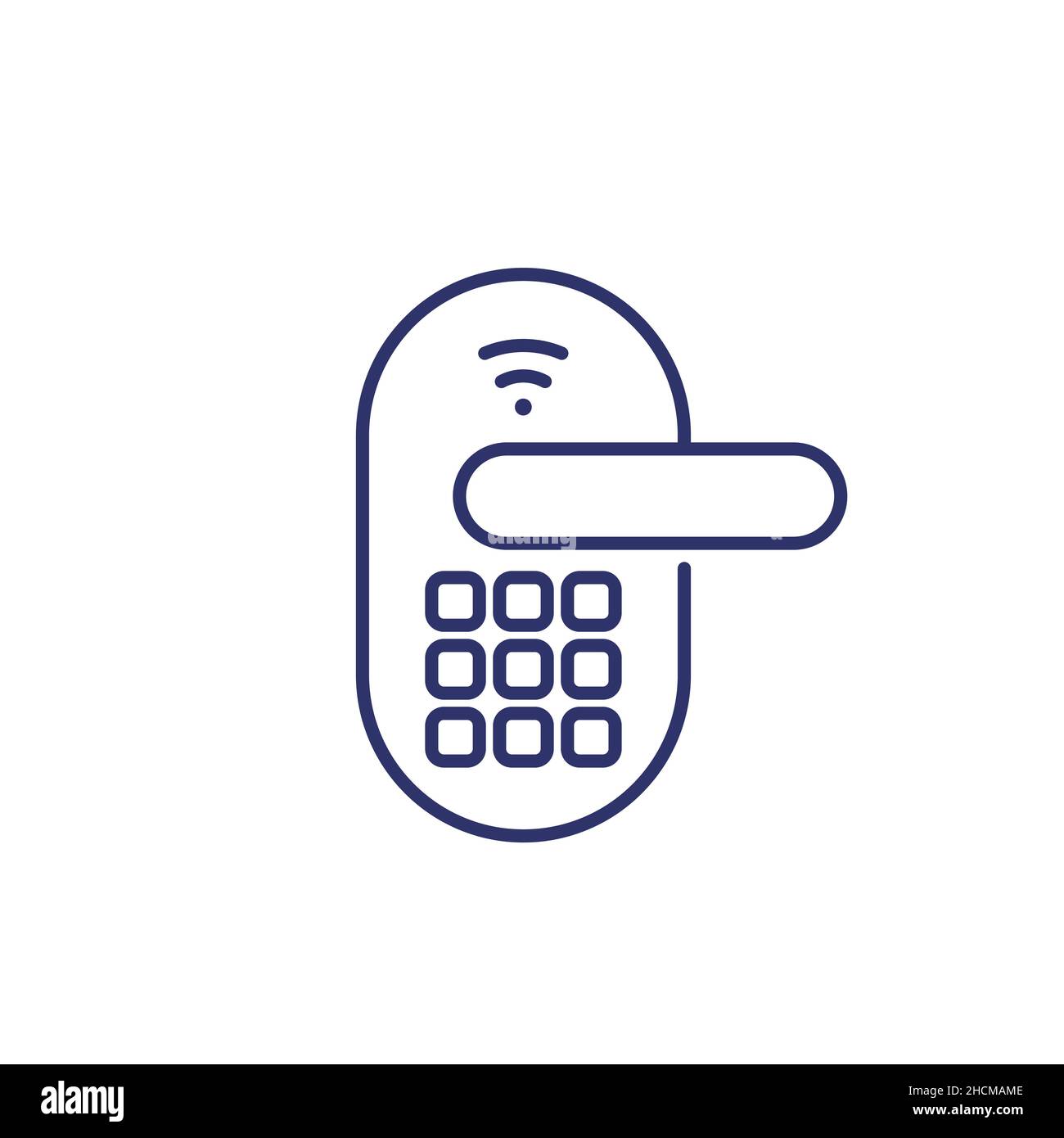 smart door lock icon on white, line vector Stock Vector