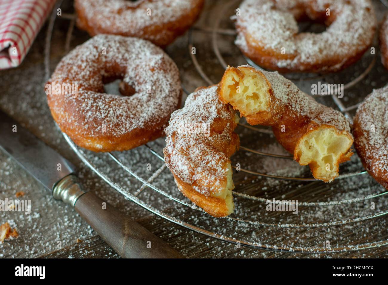 Homemade fresh sweet fritters on a cooling rack Stock Photo - Alamy
